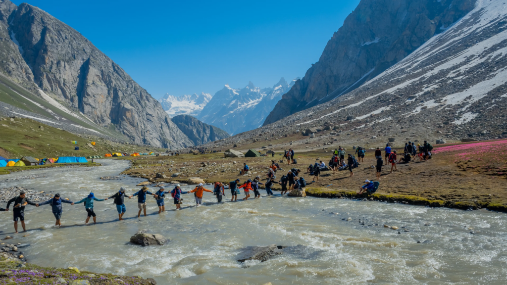 Scenic valley and mountain landscapes on the Hampta Pass Trek in Himachal Pradesh