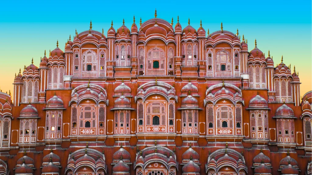 Amber Fort and Hawa Mahal in Jaipur, one of the top tourist attractions in Rajasthan.