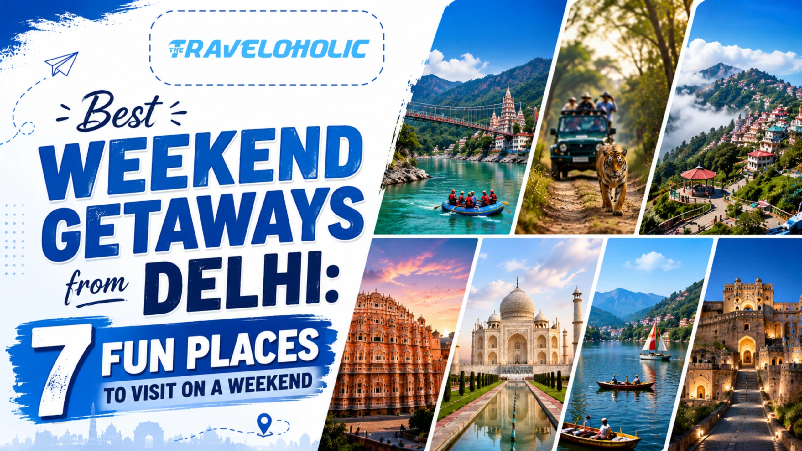 Best weekend getaways from Delhi featuring scenic hill stations, wildlife, heritage sites, and adventure destinations for a perfect weekend trip.