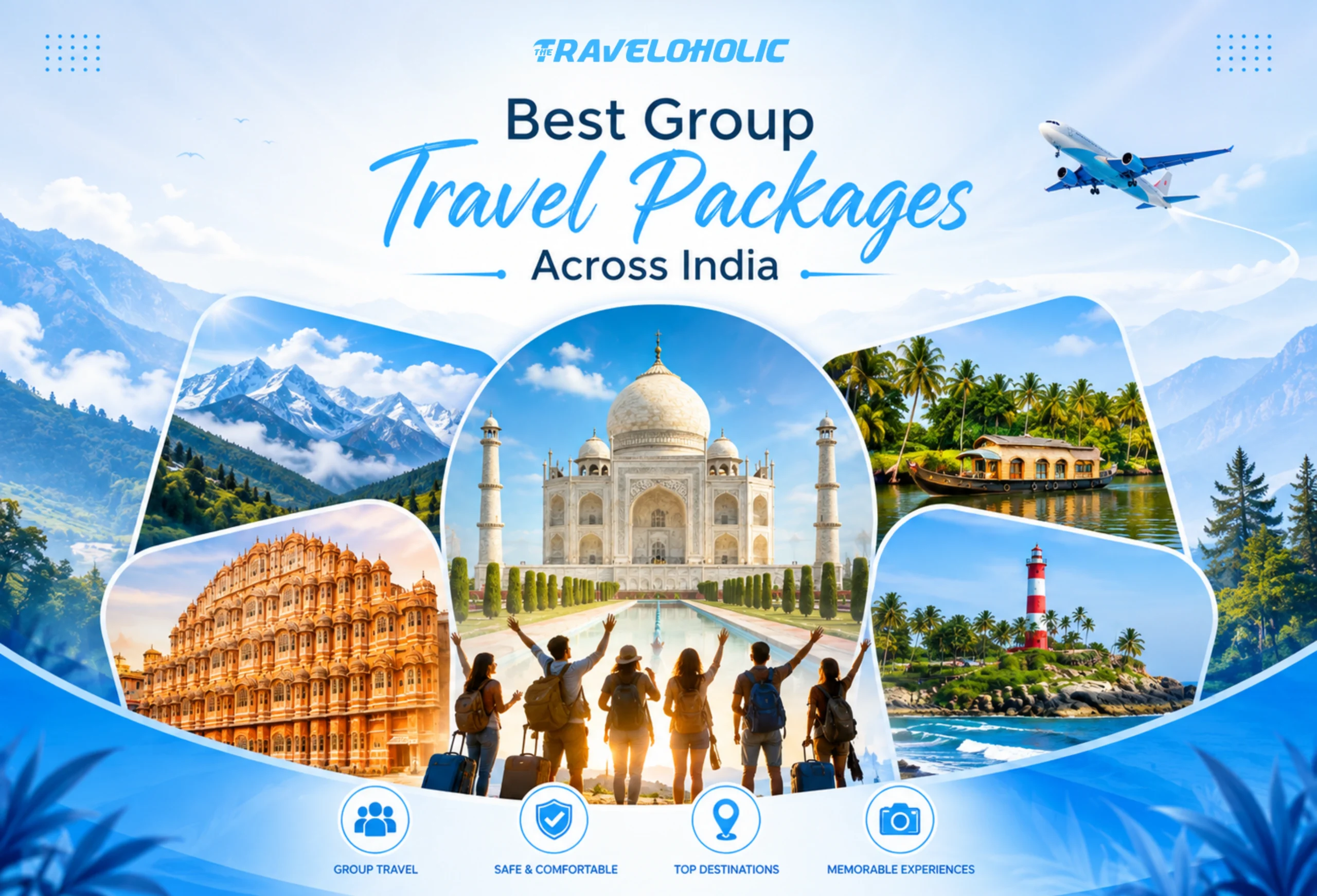 TheTraveloholic group travelers exploring iconic destinations across India during a guided tour.