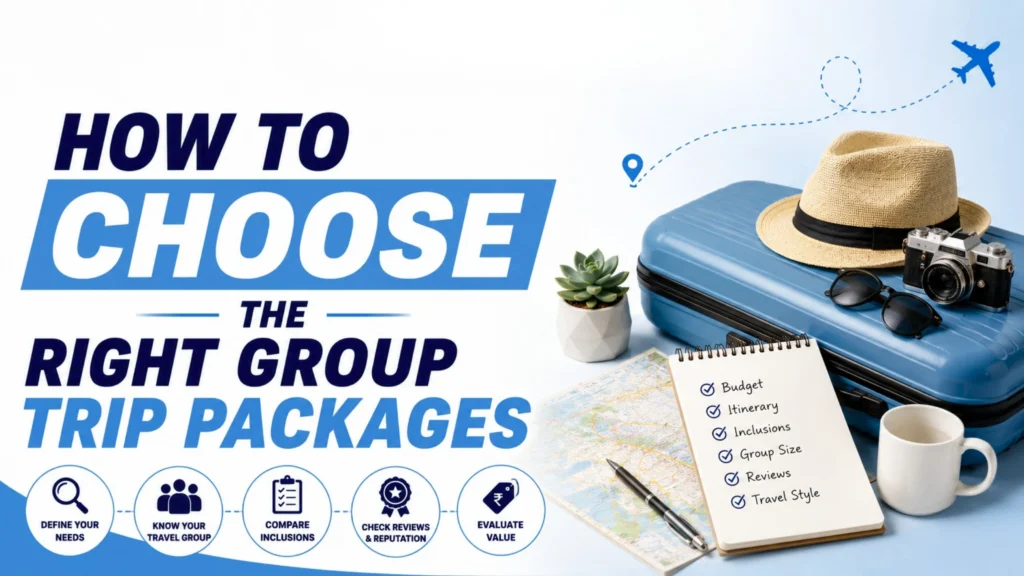Travelers comparing destinations and selecting the ideal group trip package from TheTraveloholic.