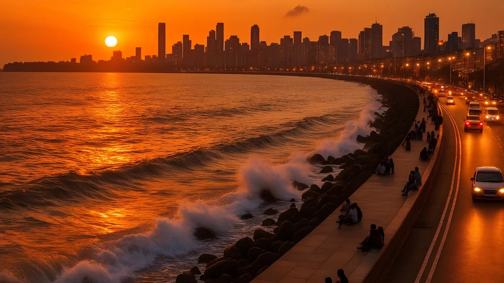 Marine Drive Mumbai coastline during a Maharashtra tour